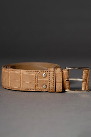 Load image into Gallery viewer, Croco Leather Belt - Sand