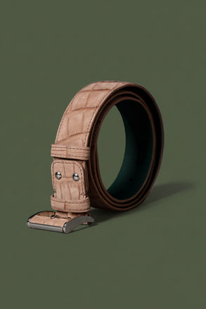 Load image into Gallery viewer, Croco Leather Belt - Blush