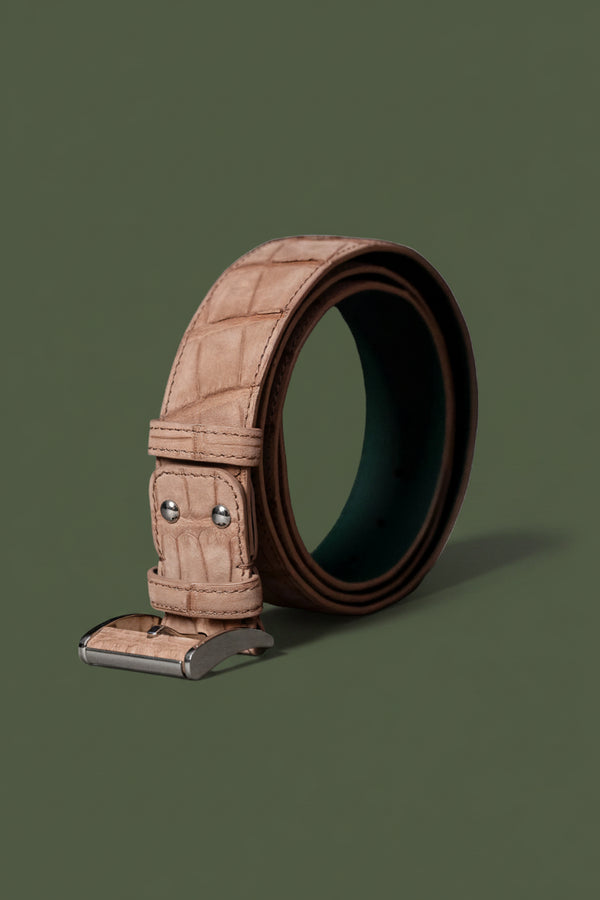 Croco Leather Belt - Blush
