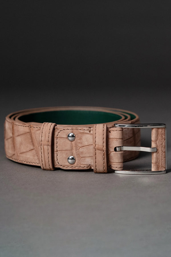 Croco Leather Belt - Blush