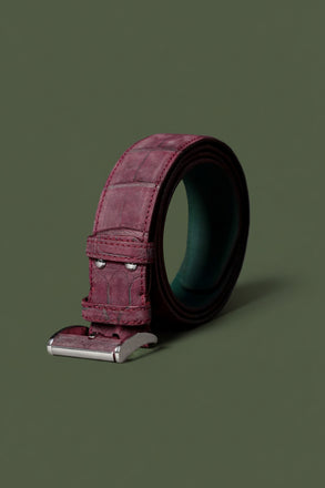 Load image into Gallery viewer, Croco Leather Belt - Burgundy