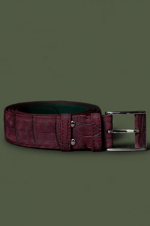 Load image into Gallery viewer, Nile Crocodile Leather Belt - Burgundy