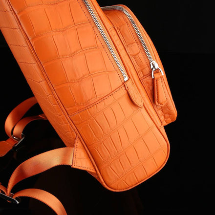 Load image into Gallery viewer, Arancio Imperiale Croco Leather Executive Backpack