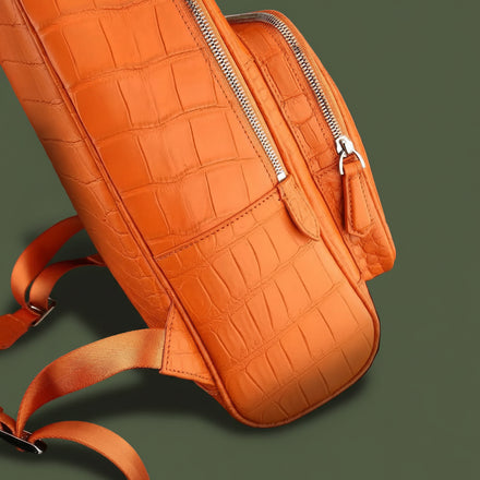 Load image into Gallery viewer, Arancio Imperiale Nile Crocodile Leather Backpack