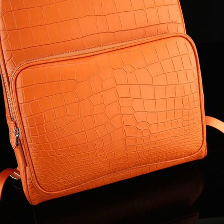 Load image into Gallery viewer, Arancio Imperiale Croco Leather Executive Backpack