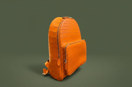 Load image into Gallery viewer, Arancio Imperiale Nile Crocodile Leather Backpack