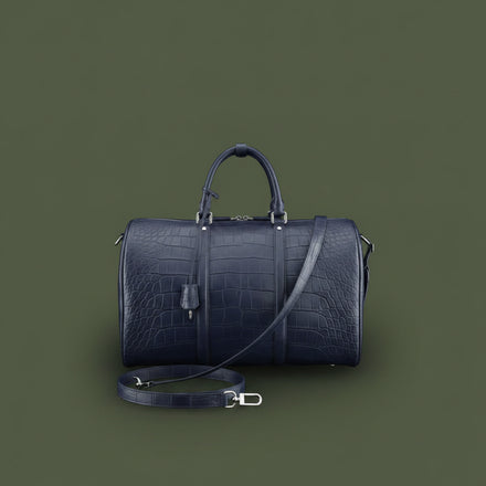 Load image into Gallery viewer, Blu Savoia Nile Crocodile Leather Travel Bag