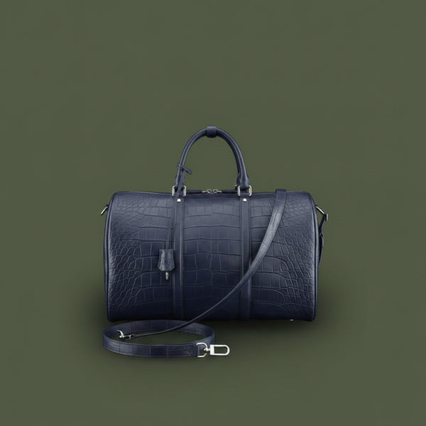 Blu Savoia Nile Crocodile Leather Travel Bag