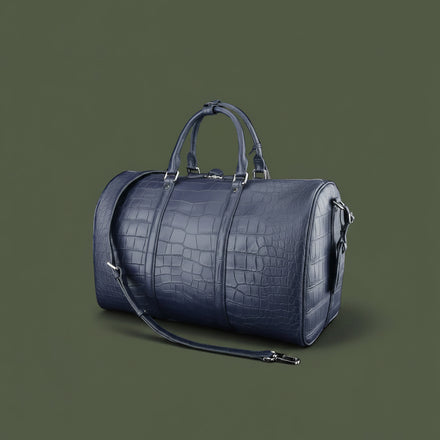 Load image into Gallery viewer, Blu Savoia Nile Crocodile Leather Travel Bag