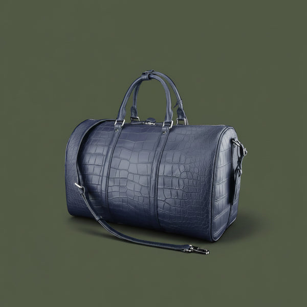 Blu Savoia Nile Crocodile Leather Travel Bag