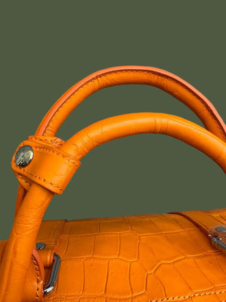 Load image into Gallery viewer, Arancio Imperiale Nile Crocodile Leather Travel Bag