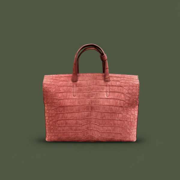 Rosa Imperiale Nile Crocodile Leather Briefcase