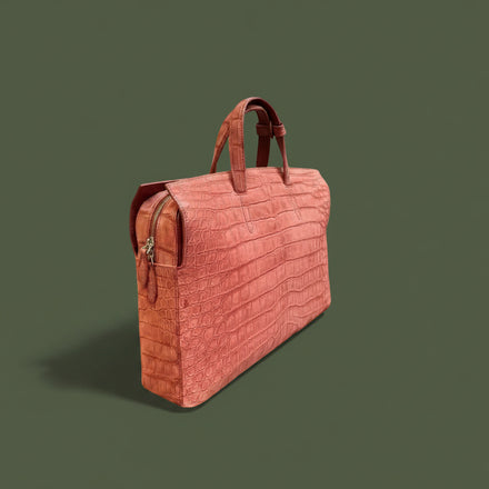 Load image into Gallery viewer, Rosa Imperiale Nile Crocodile Leather Briefcase