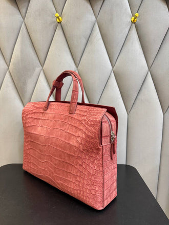 Load image into Gallery viewer, Rosa Imperiale Crocodile Leather Briefcase