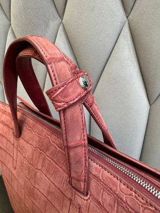 Load image into Gallery viewer, Rosa Imperiale Crocodile Leather Briefcase