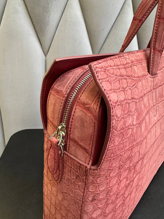 Load image into Gallery viewer, Rosa Imperiale Crocodile Leather Briefcase
