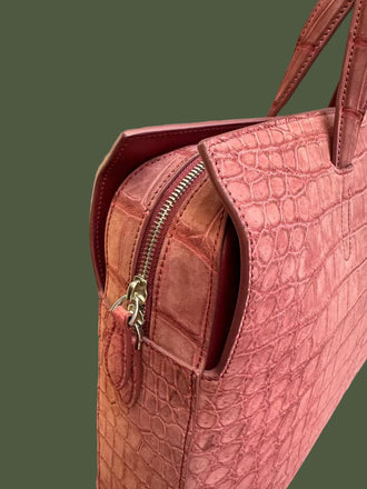 Load image into Gallery viewer, Rosa Imperiale Nile Crocodile Leather Briefcase
