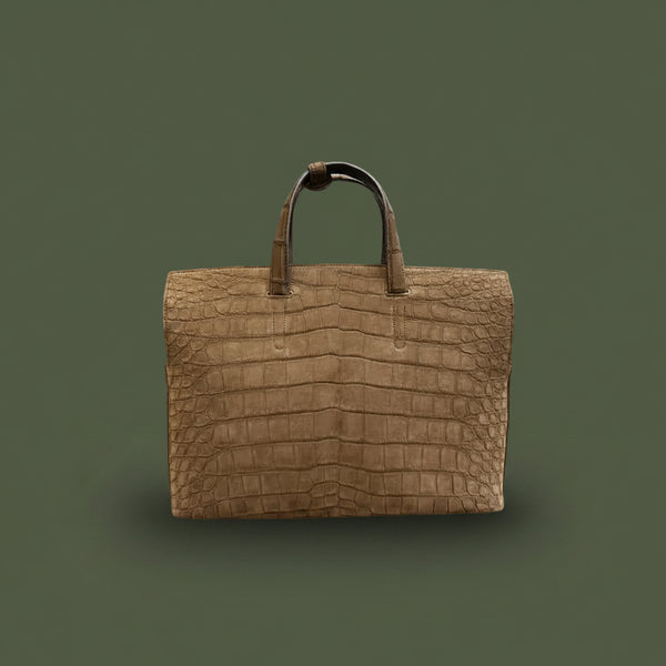 Tortora Imperiale Nile Crocodile Leather Briefcase