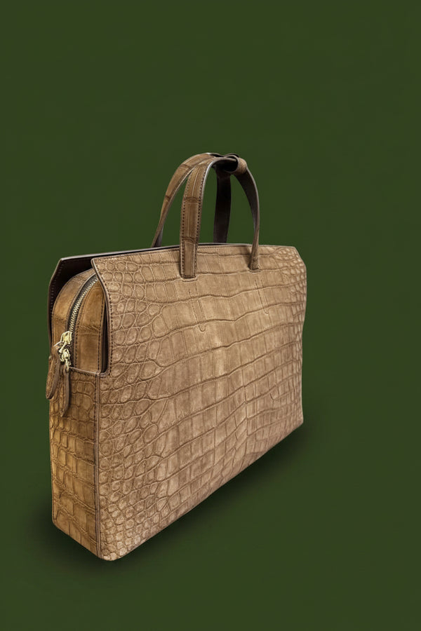 Tortora Imperiale Crocodile Leather Briefcase