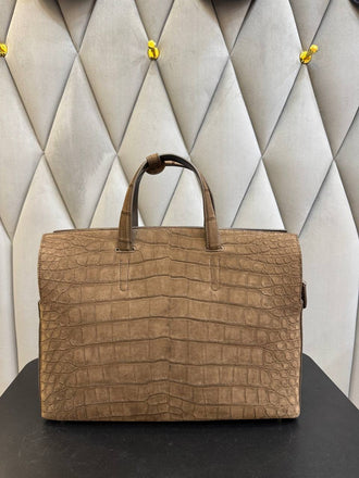 Load image into Gallery viewer, Tortora Imperiale Crocodile Leather Briefcase