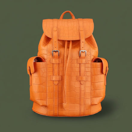 Load image into Gallery viewer, Arancia Imperiale Nile Crocodile Leather Backpack