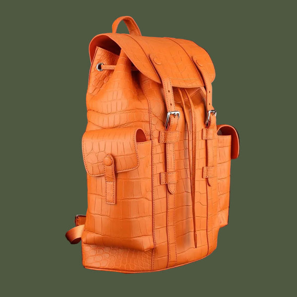 Arancia Imperiale Nile Crocodile Leather Backpack