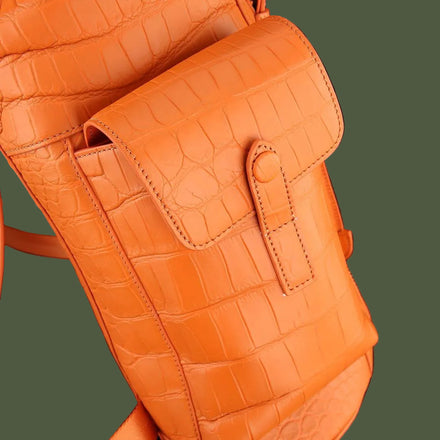 Load image into Gallery viewer, Arancia Imperiale Nile Crocodile Leather Backpack