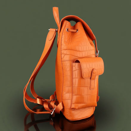 Load image into Gallery viewer, Arancia Imperiale Nile Crocodile Leather Backpack