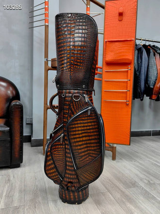 Load image into Gallery viewer, Cognac Reale Croco Leather Golf Bag