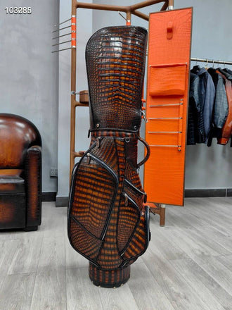 Load image into Gallery viewer, Cognac Reale Croco Leather Golf Bag