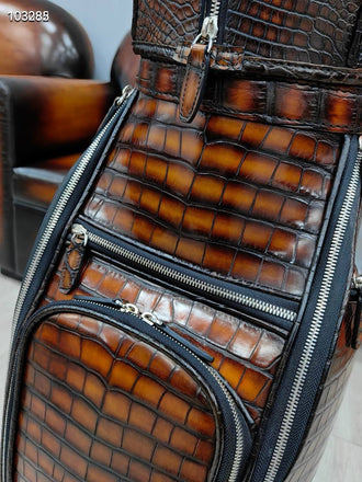 Load image into Gallery viewer, Cognac Reale Croco Leather Golf Bag