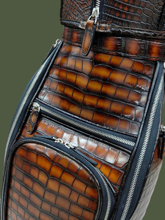Load image into Gallery viewer, Cognac Reale Nile Crocodile Leather Golf Bag
