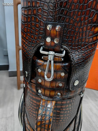 Load image into Gallery viewer, Cognac Reale Croco Leather Golf Bag
