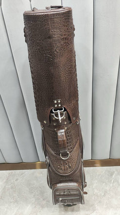 Load image into Gallery viewer, Cioccolato Reale Croco LeatherGolf Bag