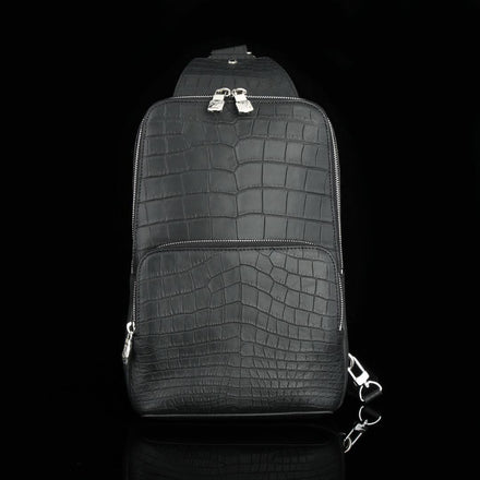 Load image into Gallery viewer, Nero Assoluto Croco Leather Sling Bag