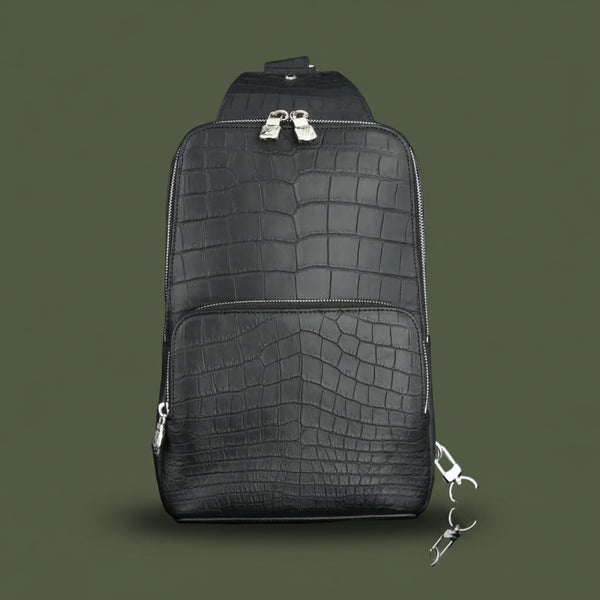 Nero Assoluto Crocodile Leather Sling Bag