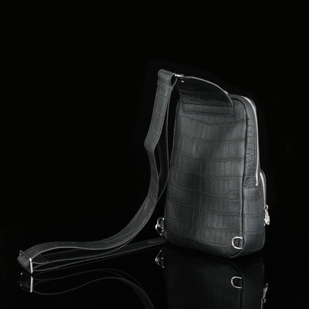 Load image into Gallery viewer, Nero Assoluto Croco Leather Sling Bag