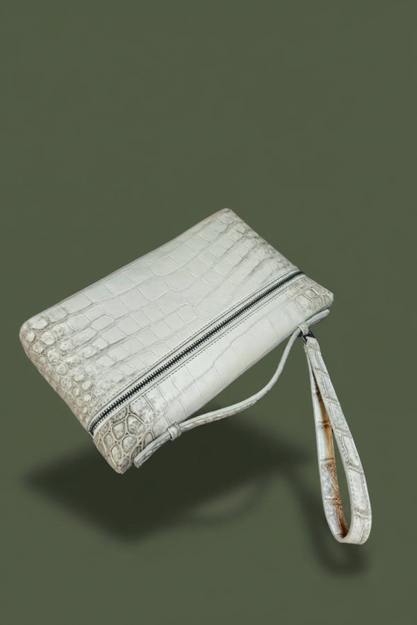 Himalayan Pearl Nile Crocodile Leather Clutch