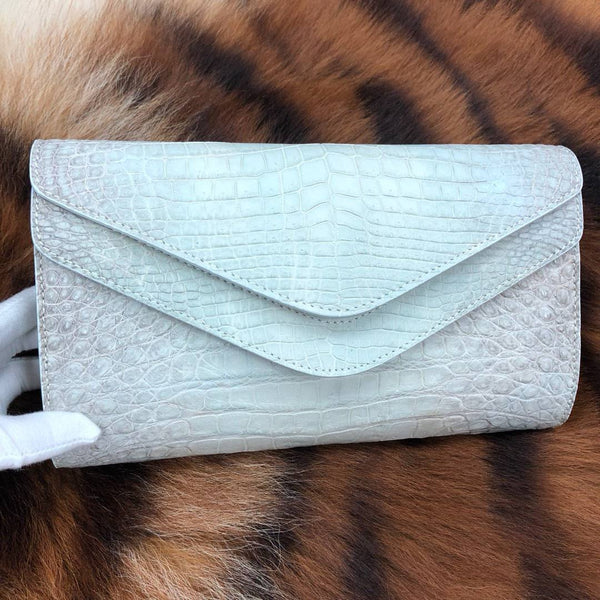 Himalayan Pearl Nile Crocodile Leather Clutch