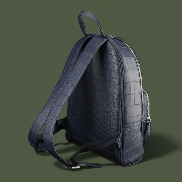 Blu Imperiale Nile Crocodile Leather Backpack