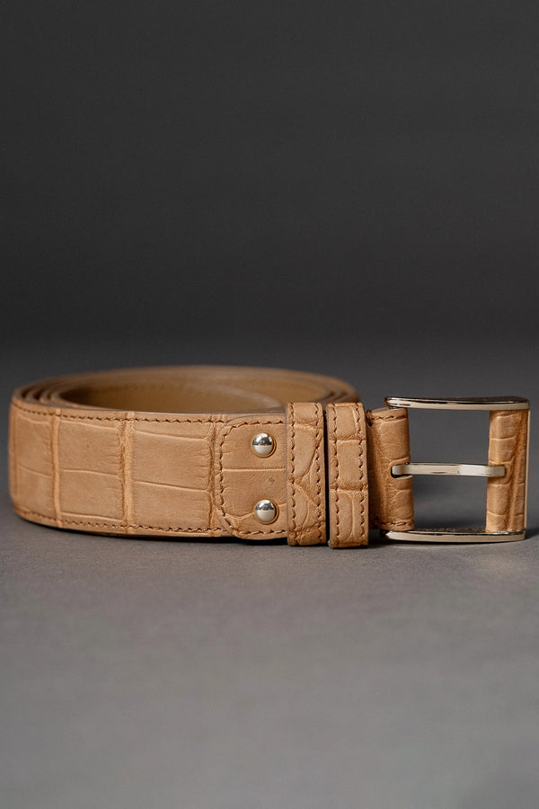 Croco Leather Belt - Sand