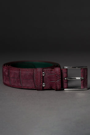 Load image into Gallery viewer, Croco Leather Belt - Burgundy
