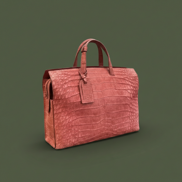 Rosa Imperiale Nile Crocodile Leather Briefcase