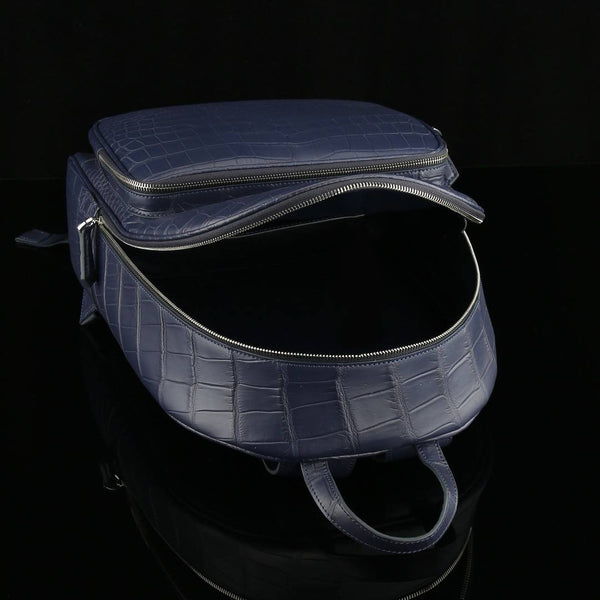 Blu Imperiale Croco Leather Executive Backpack