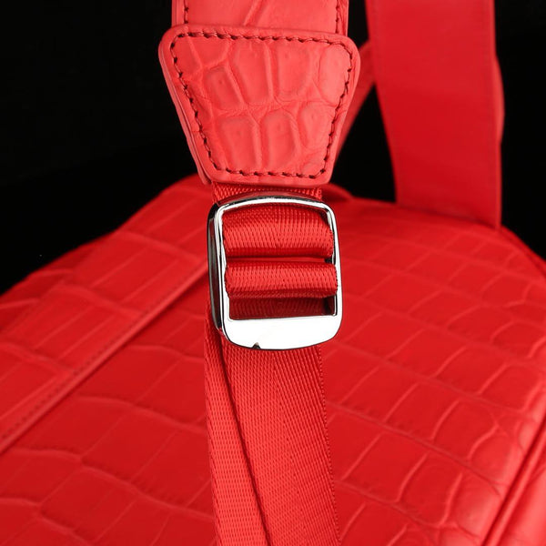 Rosso Imperiale Croco Leather Executive Backpack