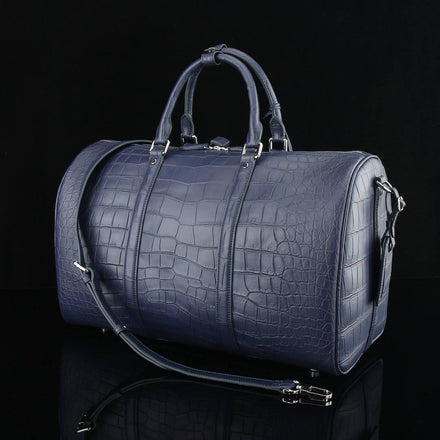 Load image into Gallery viewer, Blu Savoia Crocodile Leather Travel Bag
