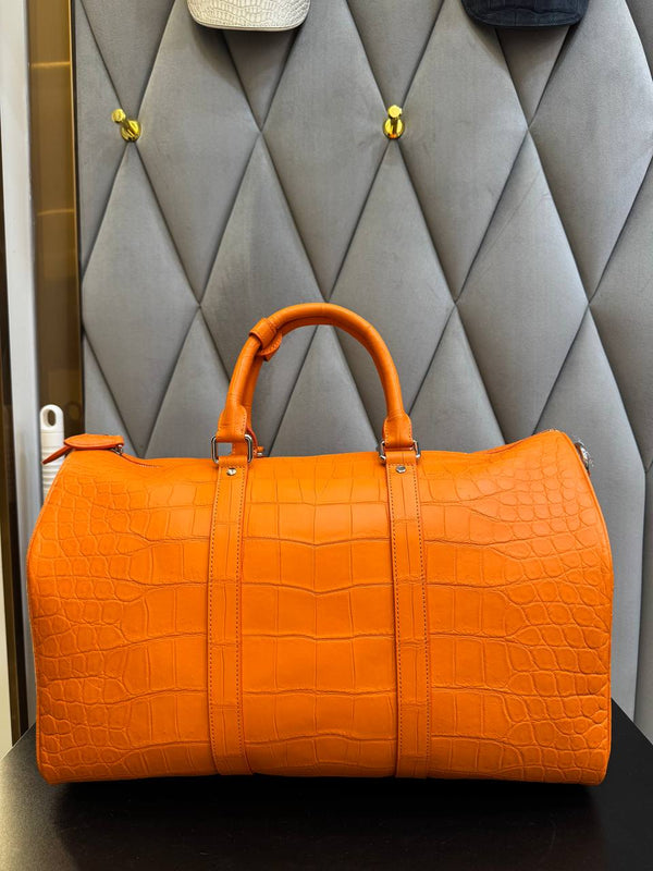 Arancio Imperiale Crocodile Leather Travel Bag