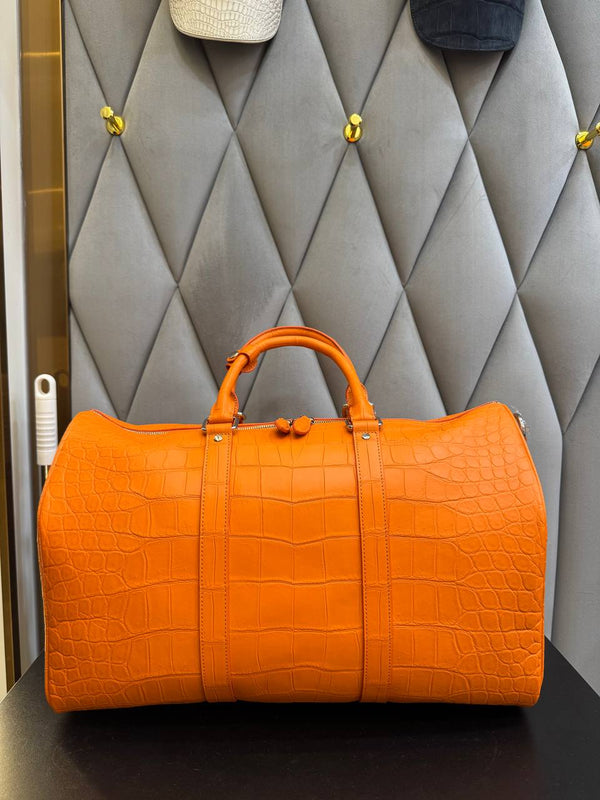 Arancio Imperiale Crocodile Leather Travel Bag