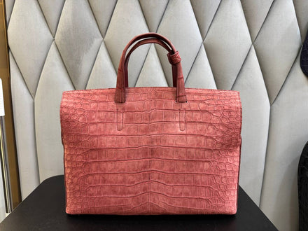 Load image into Gallery viewer, Rosa Imperiale Crocodile Leather Briefcase
