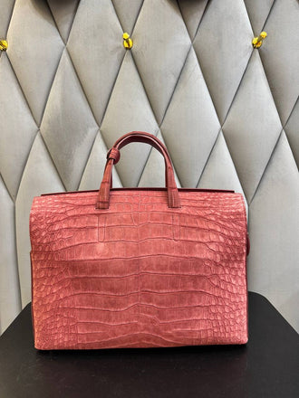 Load image into Gallery viewer, Rosa Imperiale Crocodile Leather Briefcase

